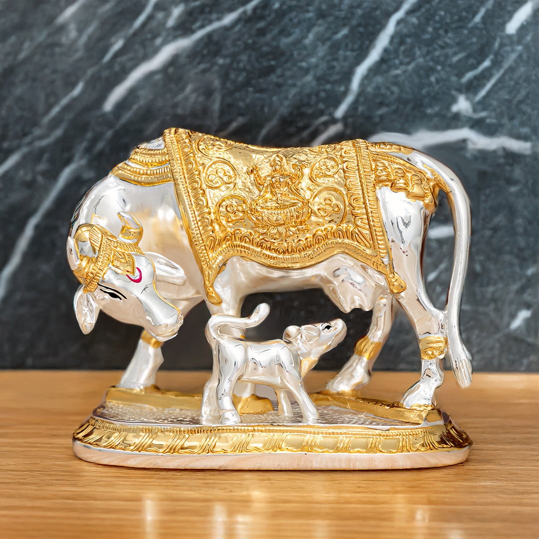 Kamdhenu Cow With Calf Decorative Statuette