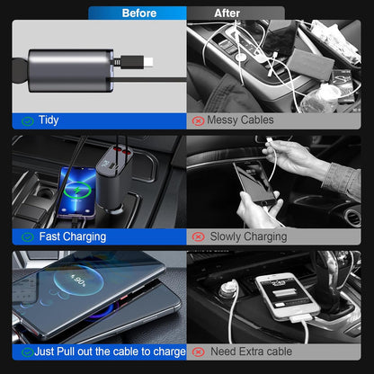 Premium 4-in-1 Retractable Car Charger