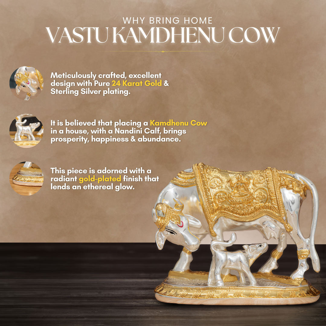 Kamdhenu Cow With Calf Decorative Statuette