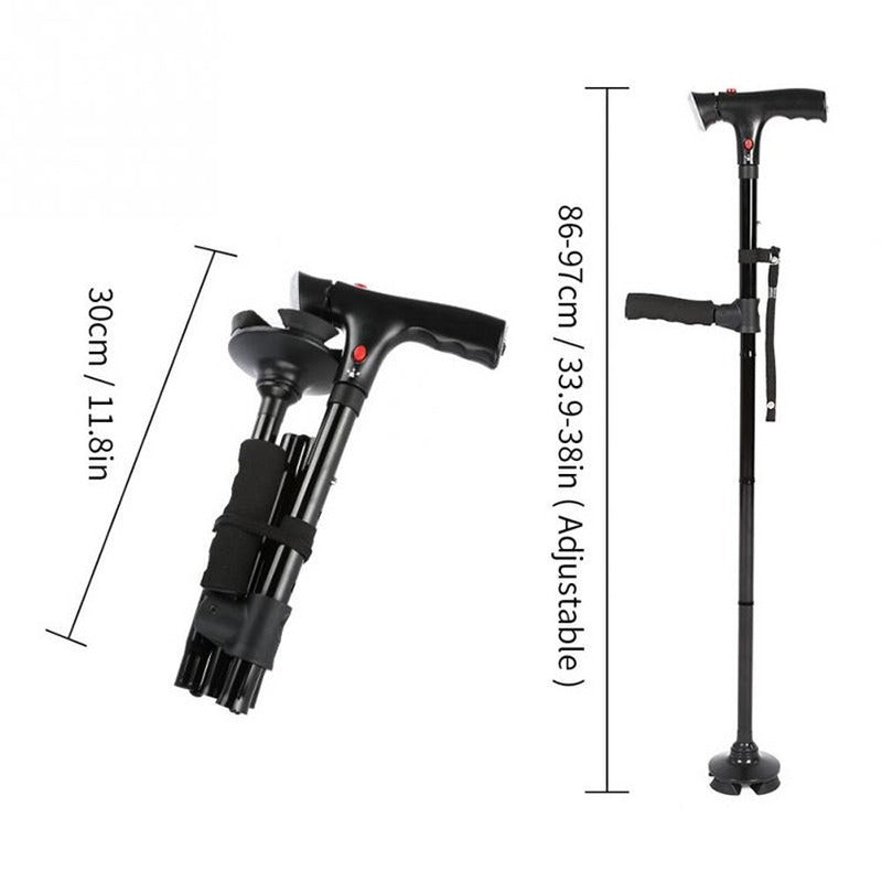 Foldable Walking Stick With LED Light & Non-Slip