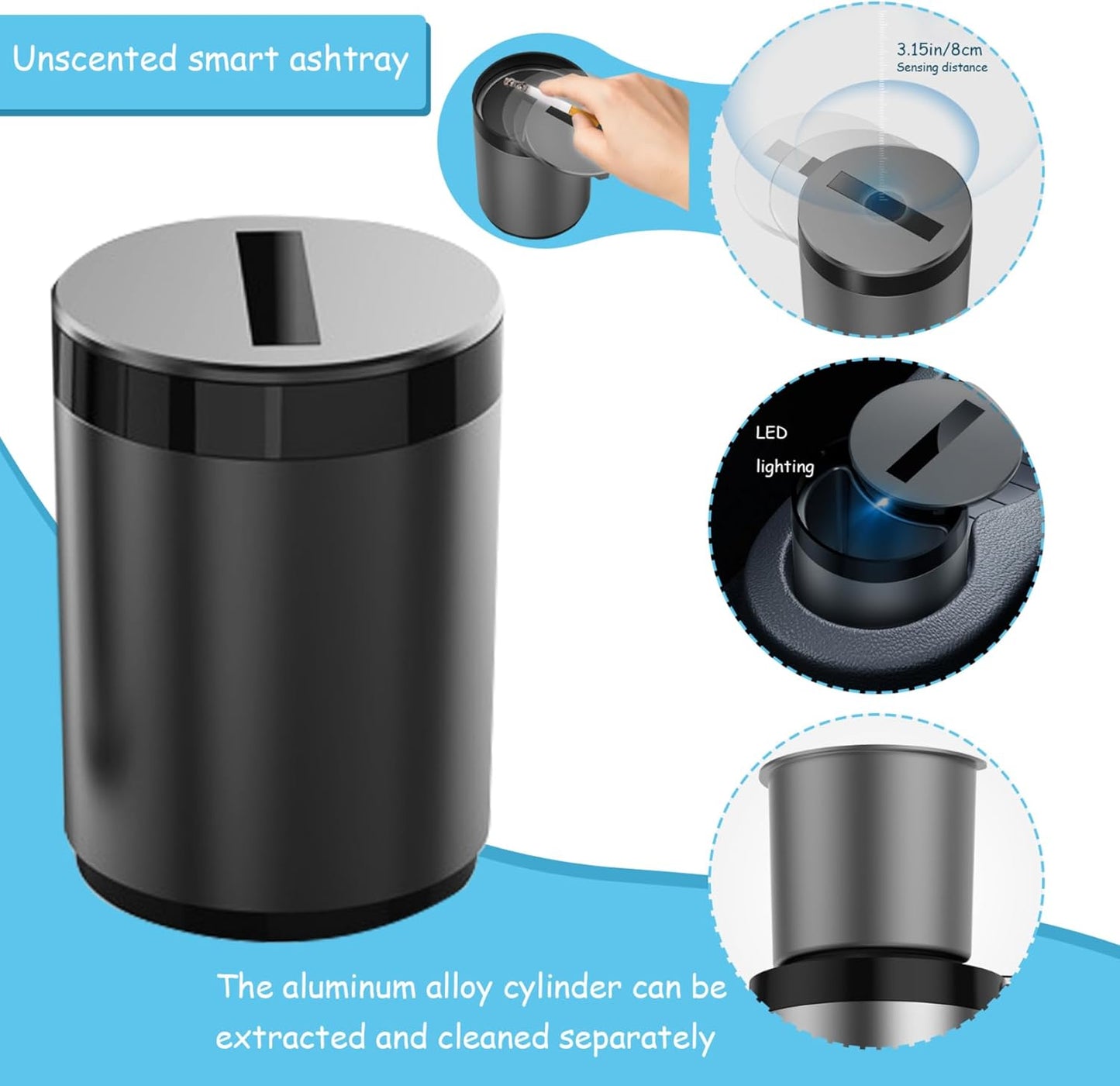 Smart Ashtray with Auto-Switch and LED Light – Multi-Purpose Box