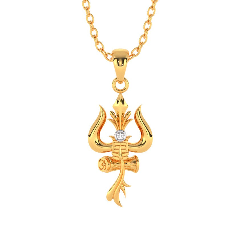 🔱  Gold Plated Shakti Trishool Necklace